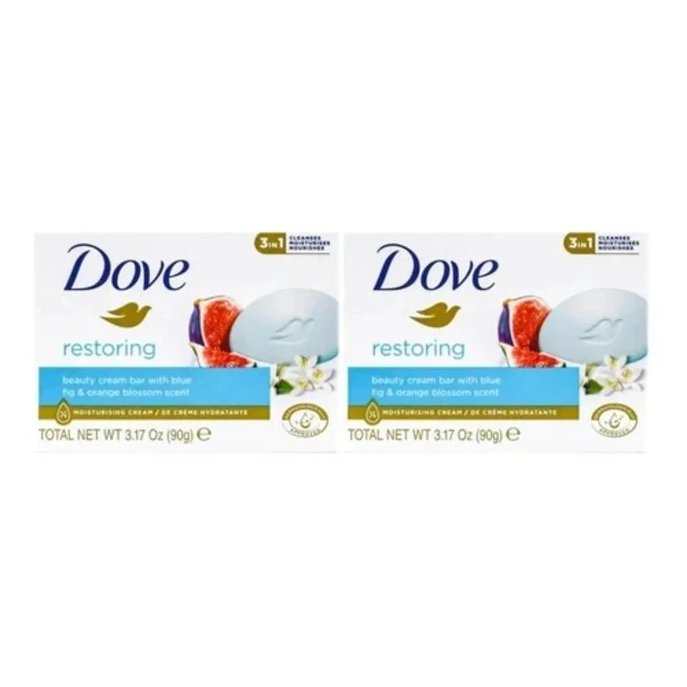 Dove Soap Restoring Beauty Bar Blue Fig Orange Blossom, 3.17oz (Pack of 2)